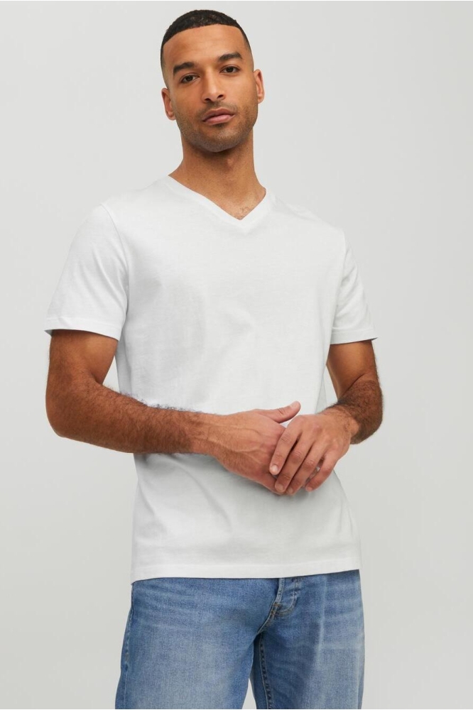 JJEORGANIC BASIC TEE SS V-NECK NOOS 12156102 WHITE